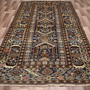 One of a Kind Rug 3&#39;10x6&#39;8 ft Antique Baluchi Rug- Afghan Handmade Wool rug - High pile Soft rug - Turkmen Tribal Rug - Oriental Vintage Rug