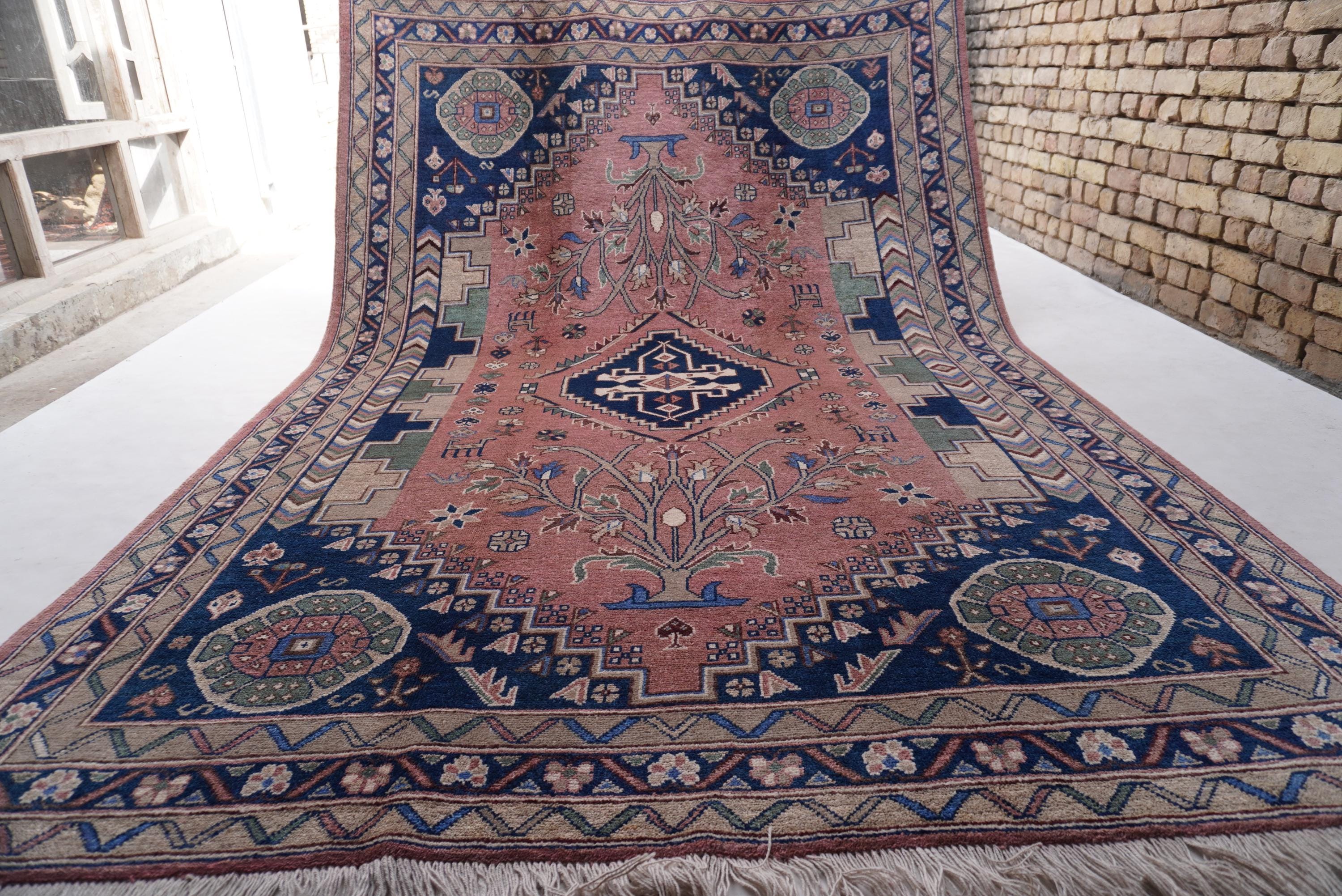 7x10 Terracotta Rug- Afghan Large Caucasian Rug- Handmade Wool