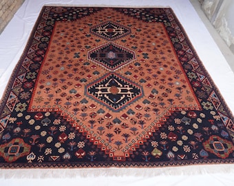 8x10 Turkish Medallion Heriz Rug- Large Terracotta rug- Turkmen Handmade Wool Rug- Afghan Caucasian Soft Pile rug- Bedroom Rug- Tribal Rug