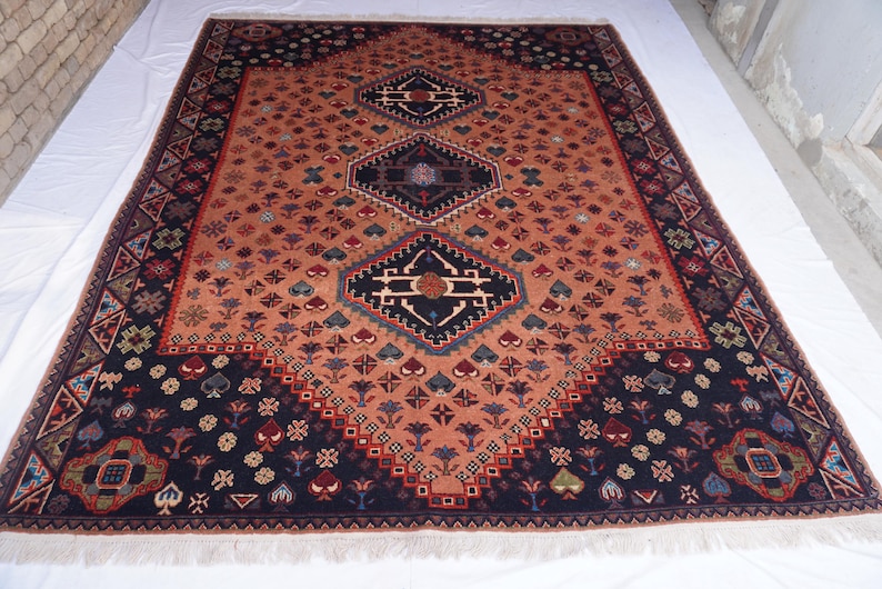 8x10 Turkish Medallion Heriz Rug- Large Terracotta rug- Turkmen Handmade Wool Rug- Afghan Caucasian Soft Pile rug- Bedroom Rug- Tribal Rug image 1