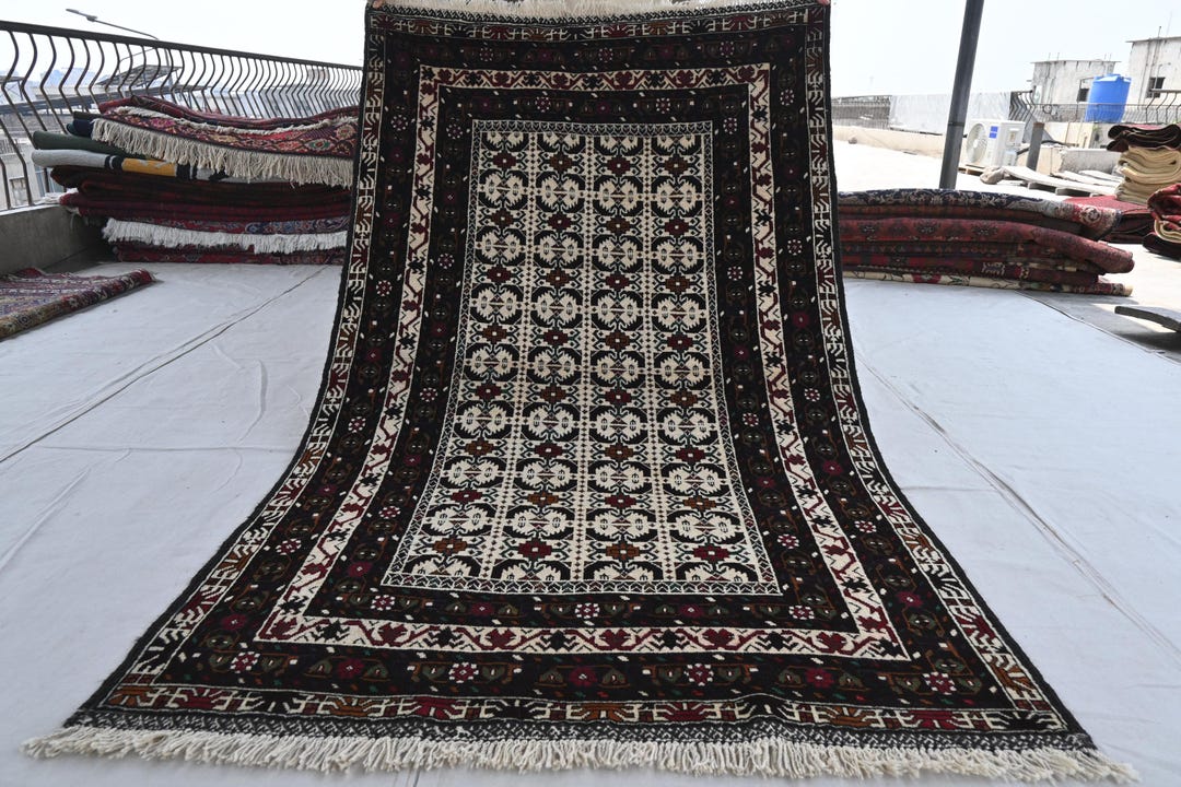 Vintage Afghan Rug 4x7 Taymani Baluchi Rug- Handmade Wool Rug Oriental ...