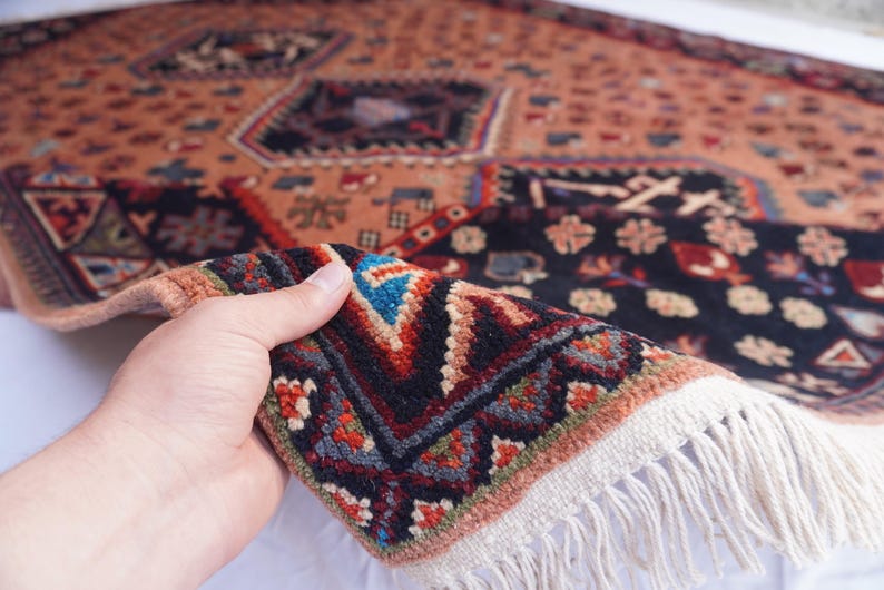 8x10 Turkish Medallion Heriz Rug- Large Terracotta rug- Turkmen Handmade Wool Rug- Afghan Caucasian Soft Pile rug- Bedroom Rug- Tribal Rug image 7