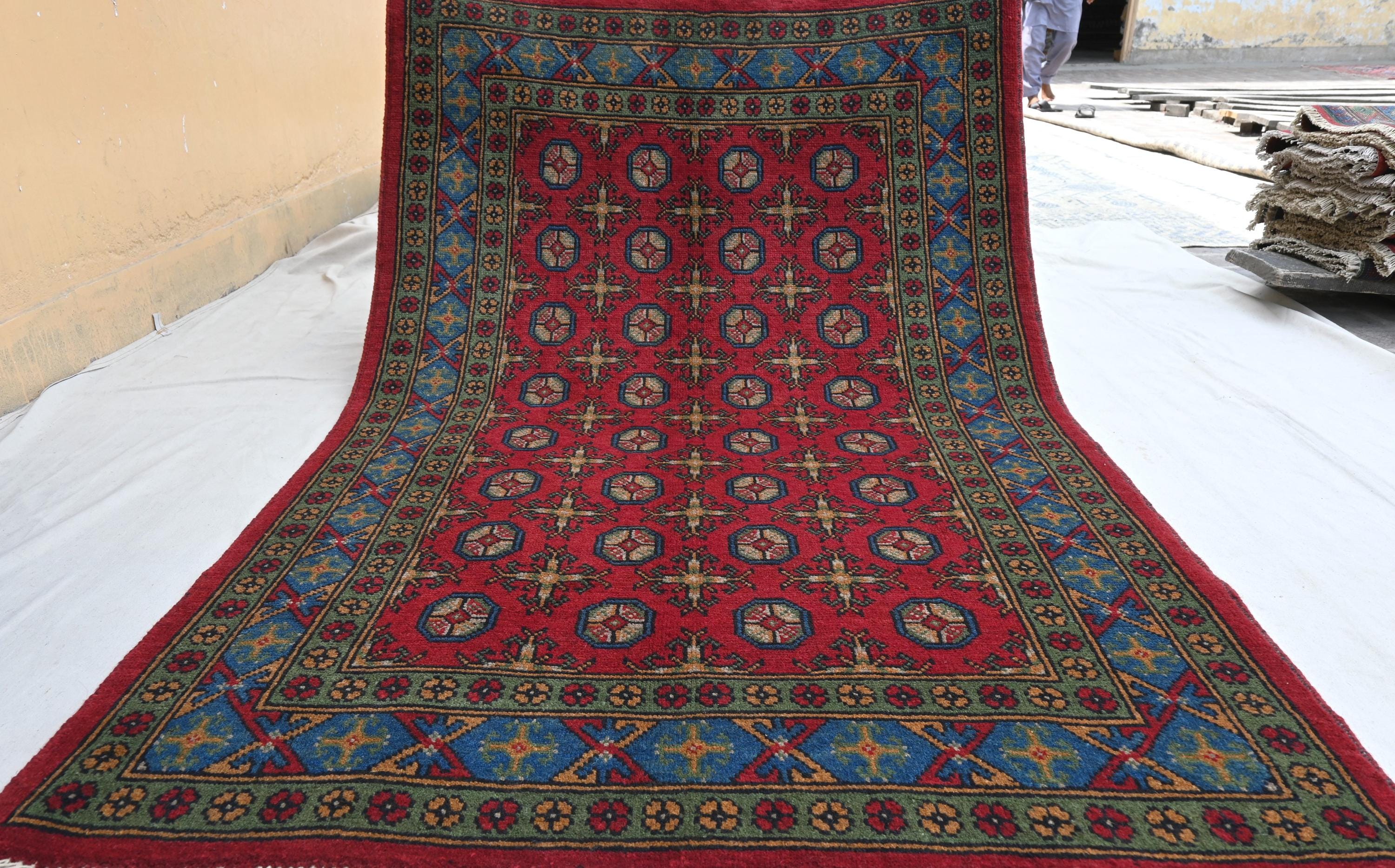 アフガニスタン産レッドブハララグ - モウリデザインラグ 4x6