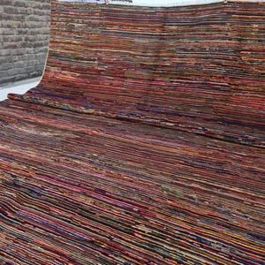 12x9 Large Striped Rug- Multi Colors Gabbeh Rug 265x370 cm Tribal Area Rug- Persian Turkmen style Rug Red Beige Blue Green Yellow Black Rug