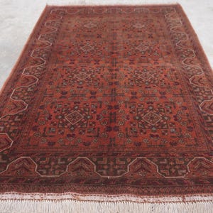 6x4 Antique 1960s Rug- Afghan Handmade Wool Rug- 120x190 cm Tekke Bukhara rug- Turkmen Tribal Soft Pile Fine Rug- Oriental Rug- Bedroom Rug