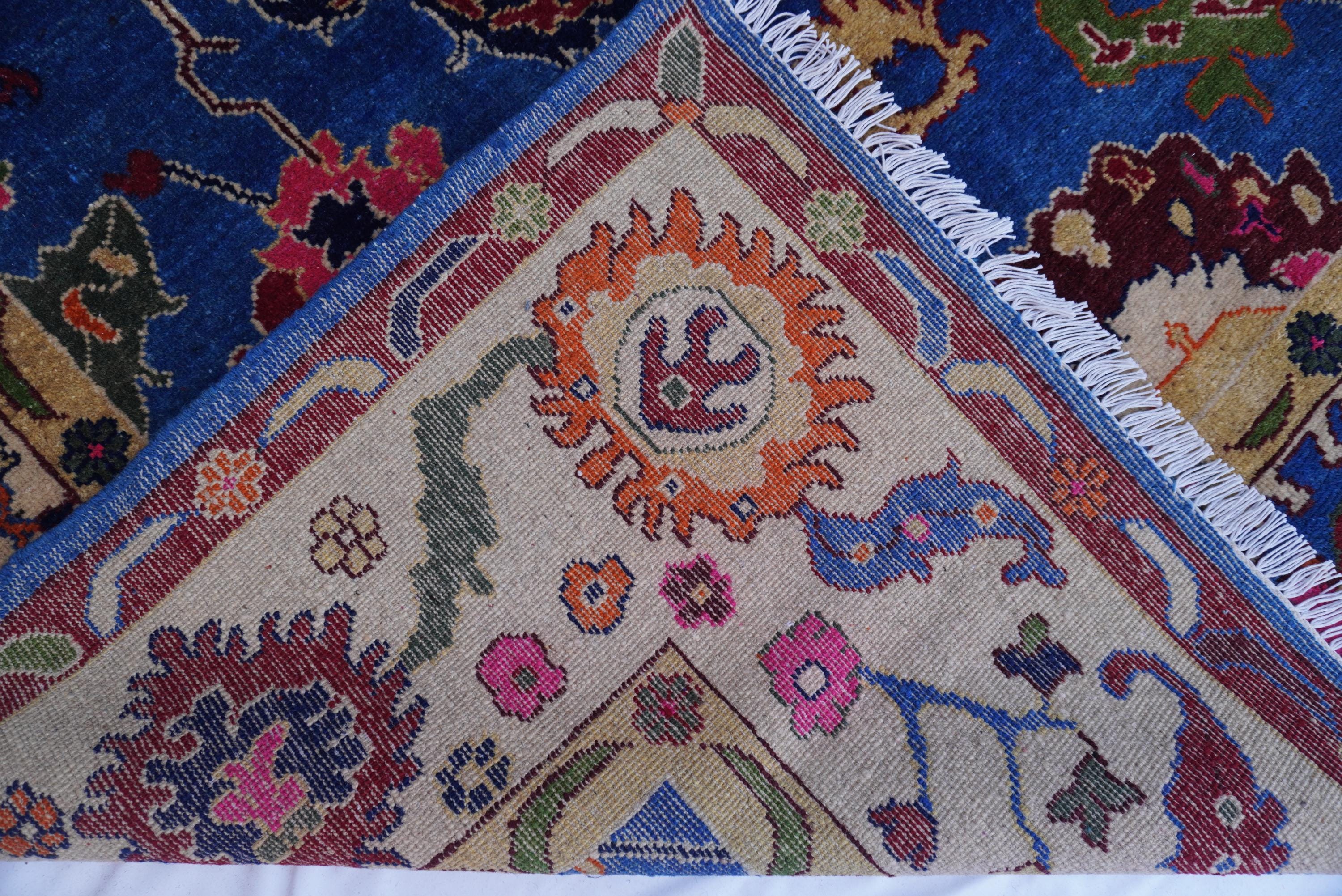 ロイヤルブルーラグ 7x10 アフガニスタン製ハンドメイドウールラグ