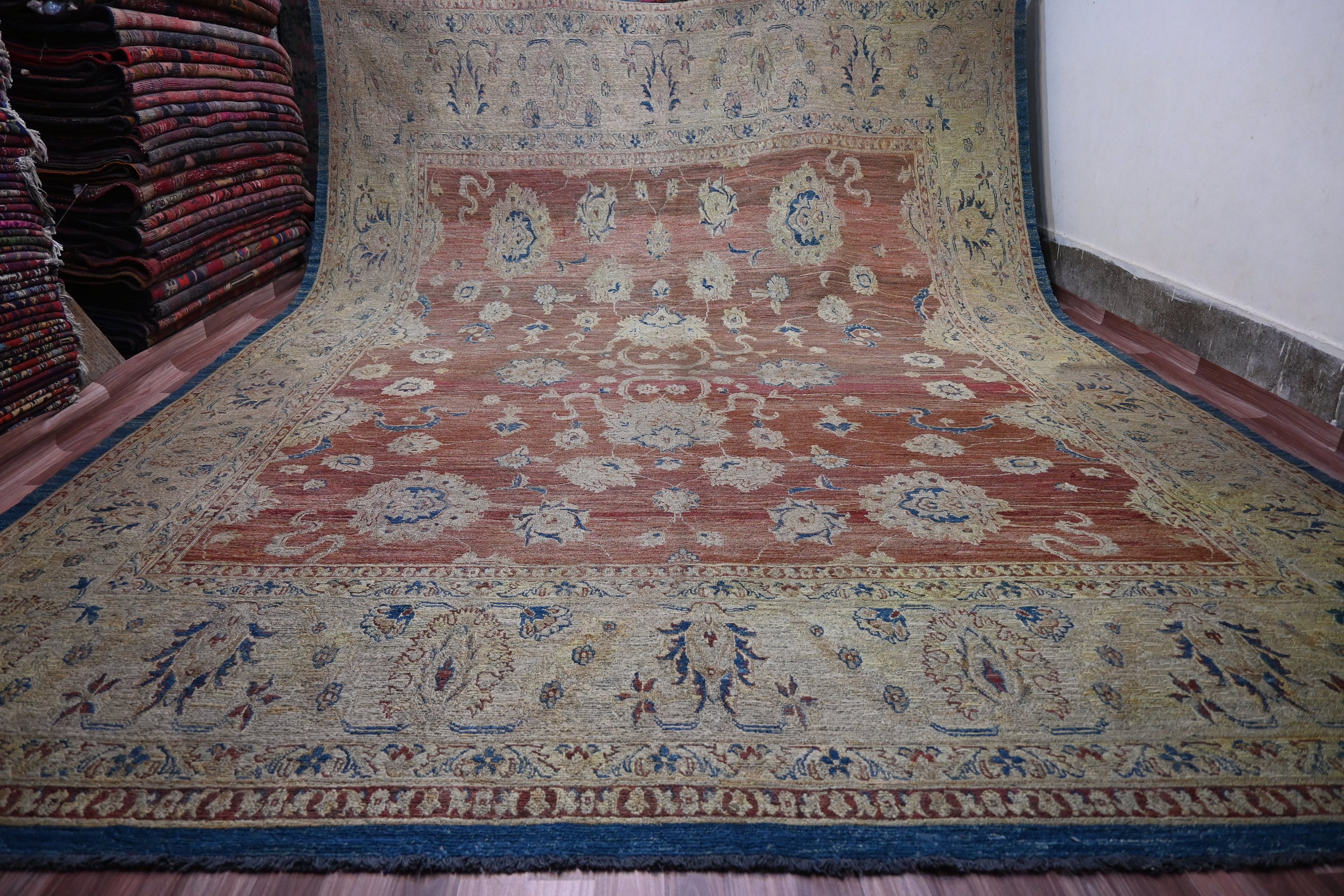 8x14 Oversize Vintage Rug, Authentic Afghan Handmade Kilim