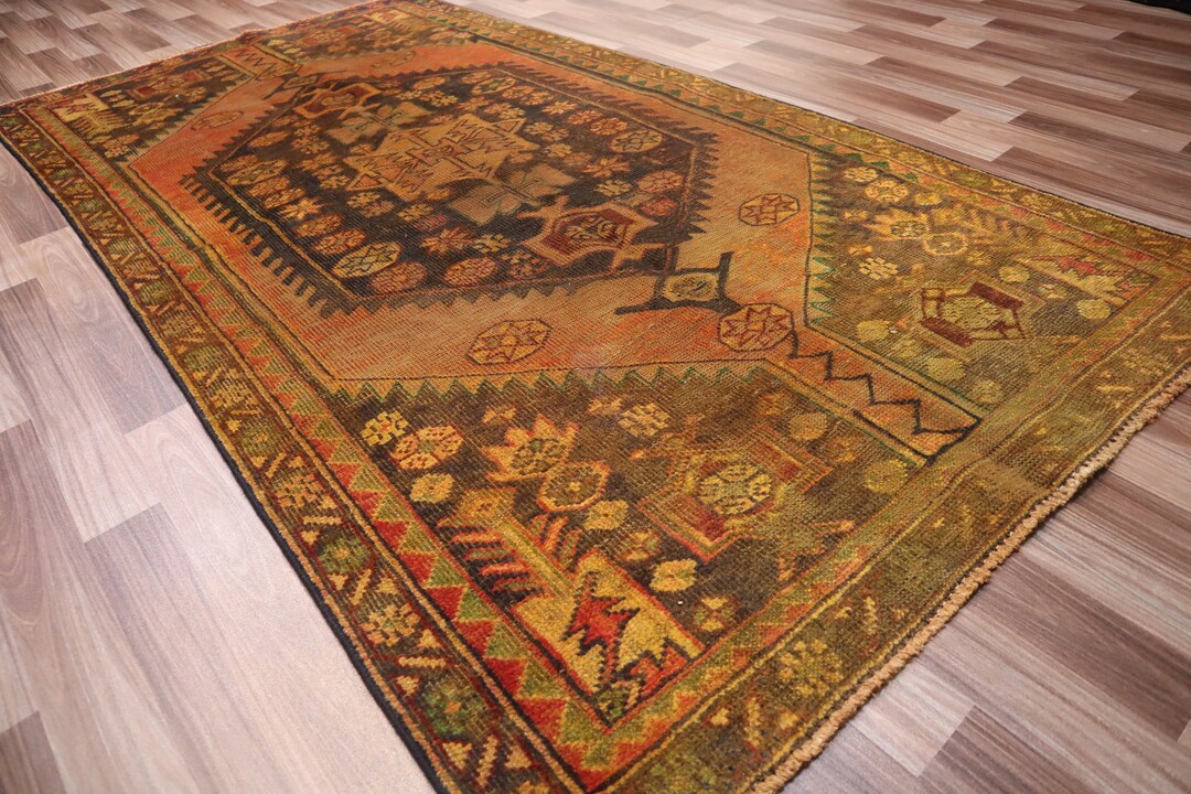 1920s Antique Afghan Caucasian Design Rug 3'9x7'1 Handmade Geometric ...