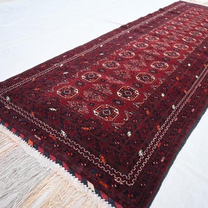 3x9 Vintage Runner Rug- Afghan Handmade Waziri Design Rug- Turkmen Tribal Rug- Oriental Soft Pile Wool Rug- Hallway Runner Rug- 90x290 cm