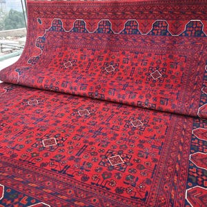 Custom Afghan Rugs- Hand Knotted Turkmen Tribal Bukhara Rug- 9x12 8x10 7x10 6x8 7x7 5x7 5x5 3x5 Fine Wool Rug- Vintage Pattern Oriental Rug