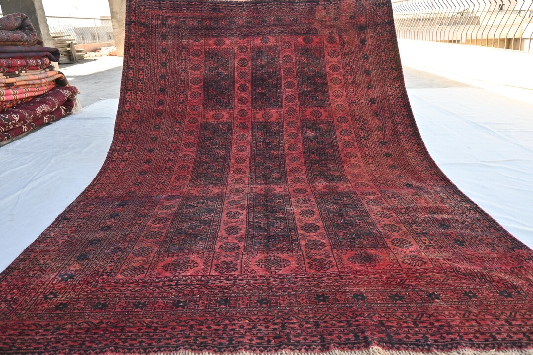 Famous Pattern Rug 1950s Antique Rug 5x7 Turkmen Famous Design Hetchulu Parda Rug ...