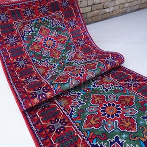 Green Runner Rug 2&#39;5x7 ft Afghan Kalisaye Rug- Handmade Wool Rug Floor Runner- Turkish Rug- Hallway Runner 75x210 cm Runner Rug Oriental Rug