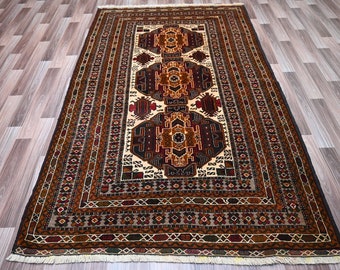 3x7 Turkmen Geometric  Baluchi Vintage Rug- Afghan Handmade Wool Area Rug- Antique Rug in Excellent Condition rug- Oriental Rug- Bedroom Rug