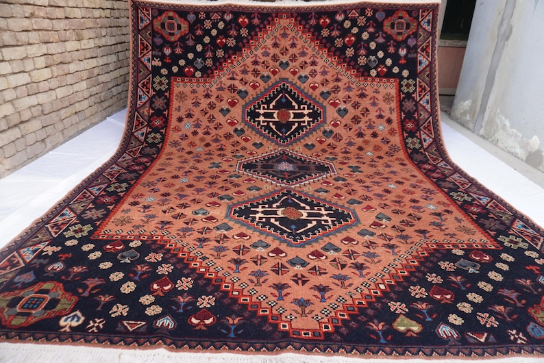 8x10 Turkish Medallion Heriz Rug- Large Terracotta rug- Turkmen Handmade Wool Rug- Afghan Caucasian Soft Pile rug- Bedroom Rug- Tribal Rug image 3