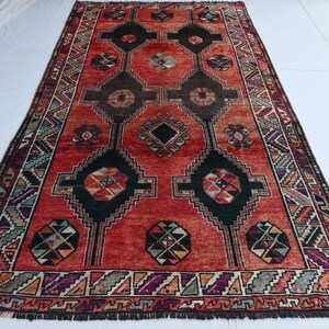 Vintage Rug 5x9 Caucasian Area Rug- Afghan Wool Rug- Handmade Turkmen Geometric Rug- Living Room Rug- Oriental rug- Bedroom Rug- Office rug