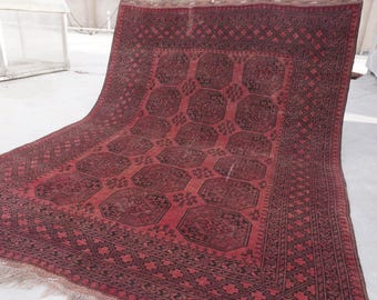 200x300 Turkmenischer Terrakotta Vintage Teppich - Afghanischer Ersari Teppich - Handgefertigter Wollteppich - 2000er Jahre