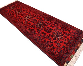 2x5 Turkmen Bukhara Rug S: 1&#39;9x5&#39;2 ft Afghan Runner rug- Vintage Rug- Handmade Wool Khal Muhammadi Rug- Oriental Red Rug- 5x2 Hallway Runner