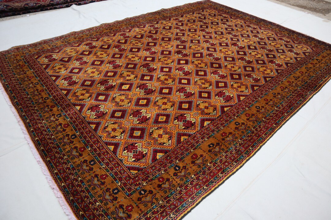 Fatimid Rug 7x10 Ft Afghan Antique Turkmen Baba Siddique Rug Handmade Wool Rug Red ...