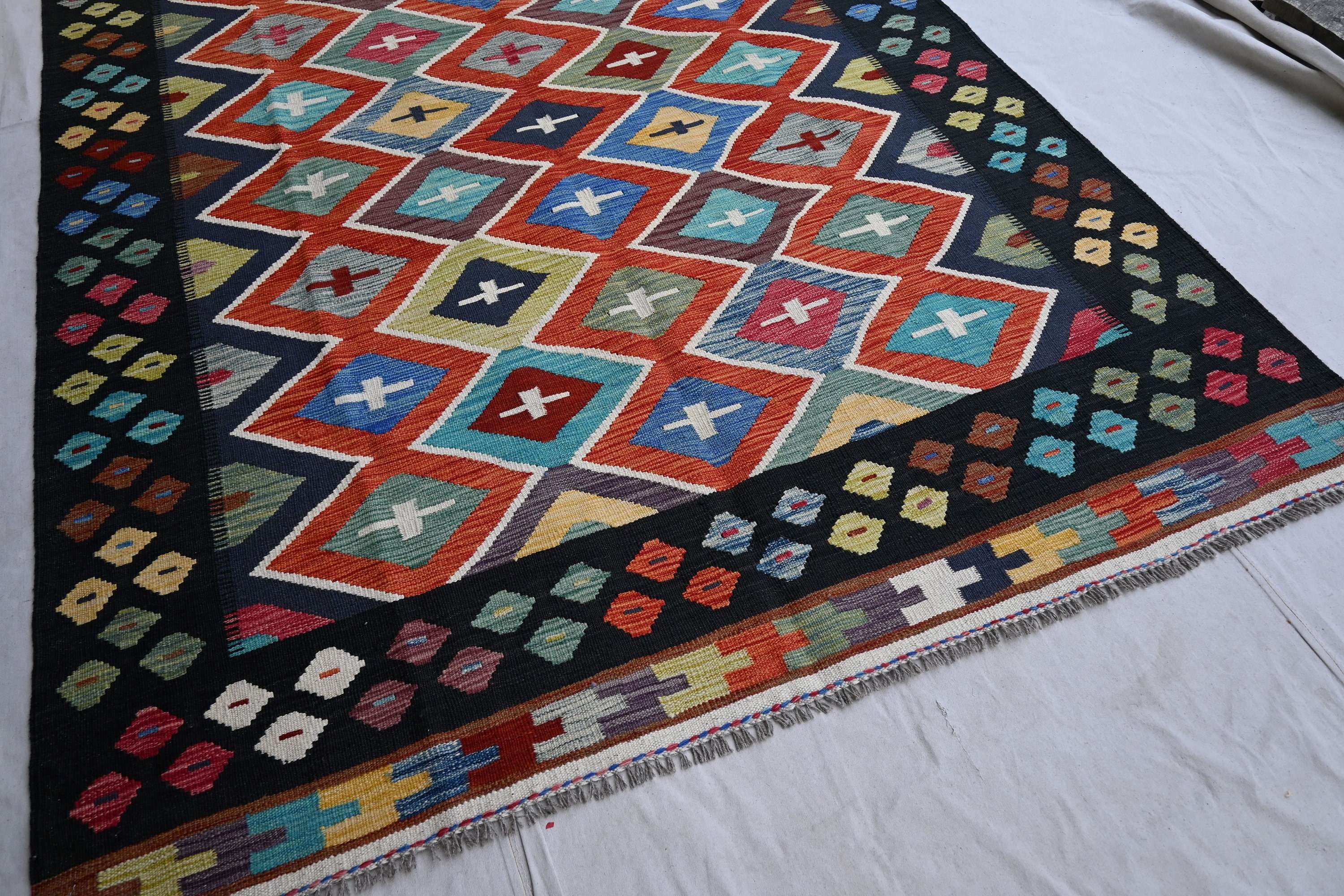 6x8 Rug- Afghan Rug, Colorful Rug- Flatweave Kilim Rug- Tribal Area Rug ...