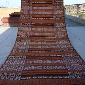 4x10 Runner Terracotta Rug- Handmade Wool Rug- Afghan Vintage Rug- Laghari Flatweave Kilim Rug- Tribal Boho Rug- Hallway Runner Kitchen Rug