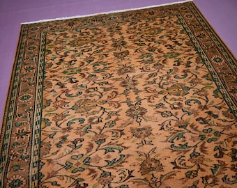 Terrakotta Teppich- Einzigartiger Teppich- 250x250 Türkischer Teppich mit Blumenmuster- Afghanischer Wollteppich- Stammes- Teppich- Wohnzimmer Teppich- Büroteppich