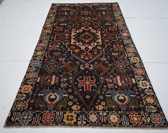 One of a Kind Vintage Art Pictorial Rug 3&#39;10x6&#39;11 ft Afghan 100% Handmade Wool Area Rug Oriental Turkmen Tribal Rug- Persian Antique Rug 4x7