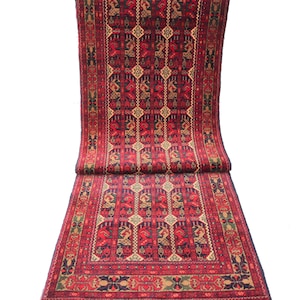 S : 2&#39;11x9&#39;6 Runner Rug- Afghan Geometric Rug - Handmade Wool Rug - Vintage Rug -Oriental Rug- Aala Bakhmal design Hallway 10 ft Runner rug