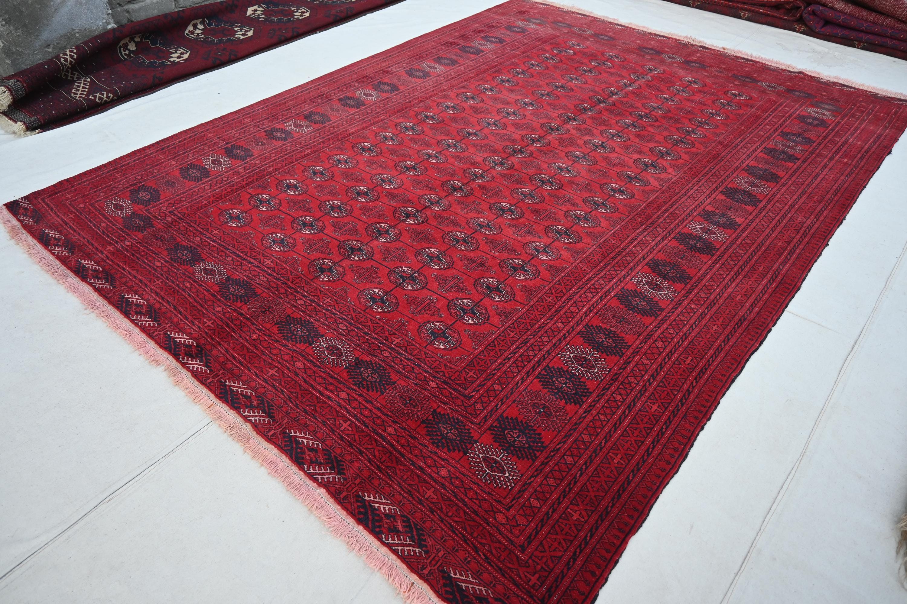 アフガンラグ 40×90 6'6x9'0 ft アフガニスタン モウリラグ 1940年代 アンティーク 色褪せ