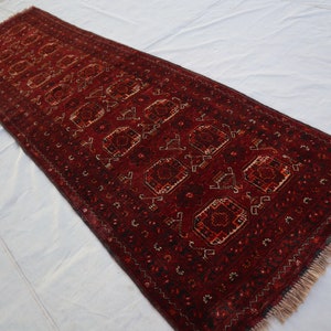 3x10 Afghan Vintage Runner Rug- Handmade 100% Wool Waziri Turkmen Rug- Red Hallway Runner Rug- Kitchen Runner Rug- Tapis Oriental Old Rug