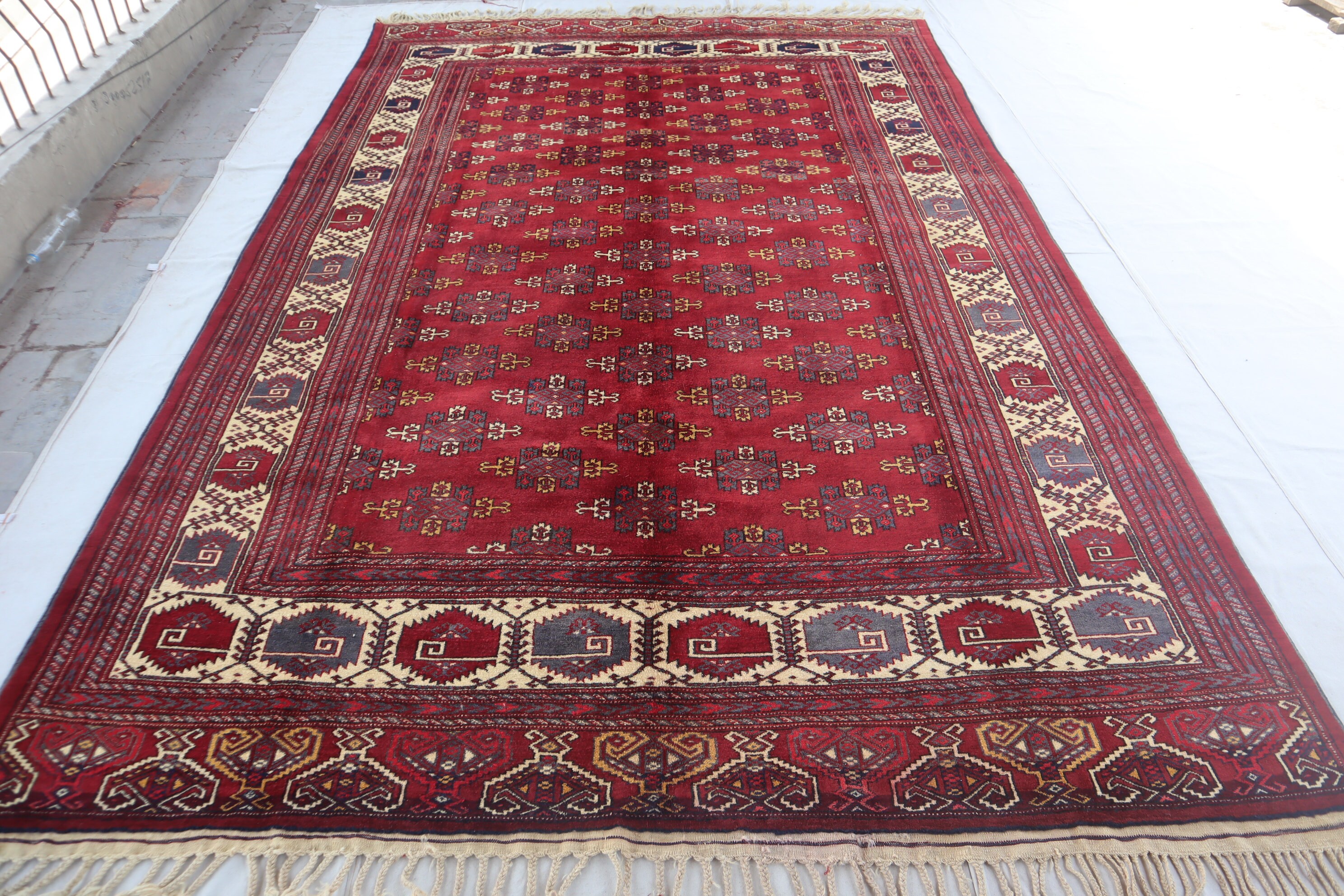 12x8 アンティーク トルクメン ヤムード ブハラ ラグ - 1950年代