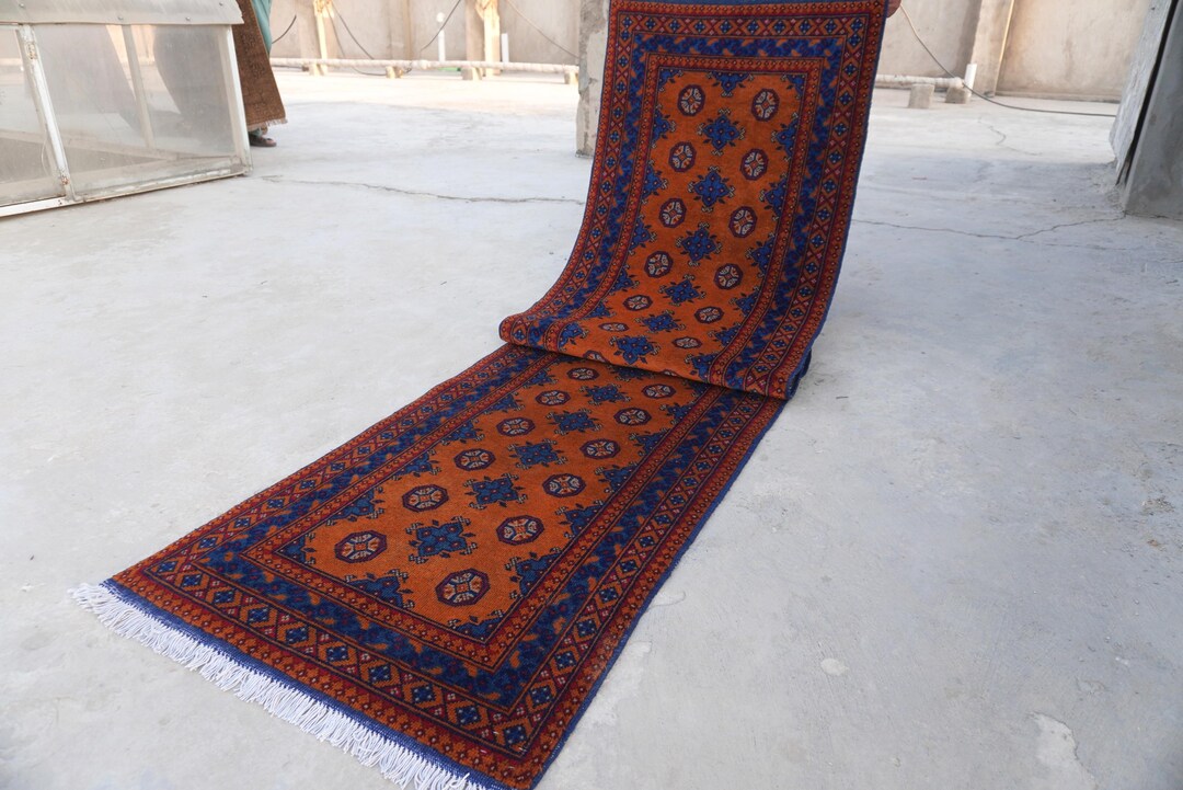 Yellow Rug 10 Ft Runner Rug- Afghan Mowri Rug- Turkmen Tribal Vintage ...