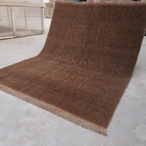 5x7 Terracotta Turkmen Bukhara design High Pile Very Soft Vintage Rug 100% Wool Oriental Afghan Rug- Bedroom Rug Kitchen Rug Living Room Rug