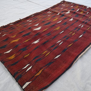 Grande tappeto afgano Chowal - Copricuscino vintage fatto a mano - 2'11x5'2 piedi in lana per divano, cuscino, decorazione per la casa, federa per cuscino.