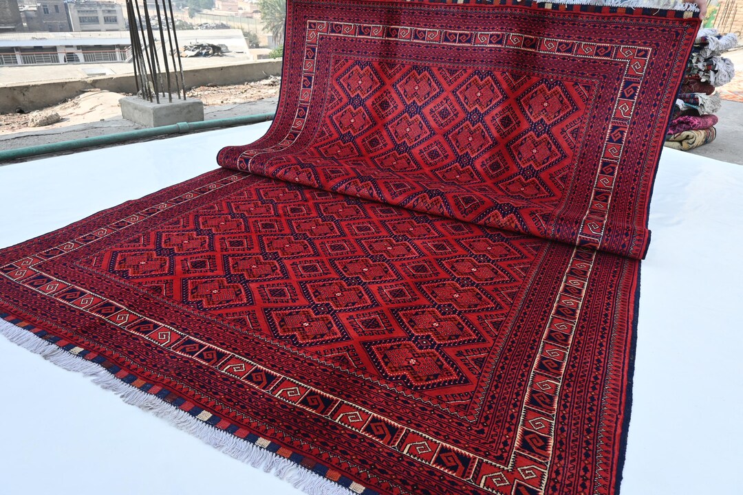 ビンテージラグ　伝統的　ウールラグ　アフガニスタン 7x10 アフガニスタン ヴィンテージラグ - テッケ ザヒル シャイエ