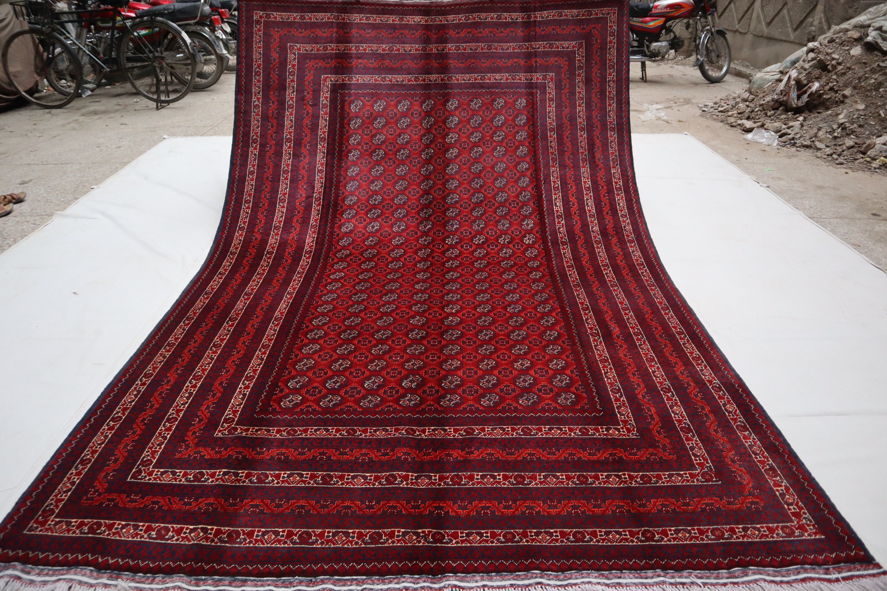 6'3x9'10 Afghan Antique Turkmen Hoja Roshnaye Rug- Handmade Wool