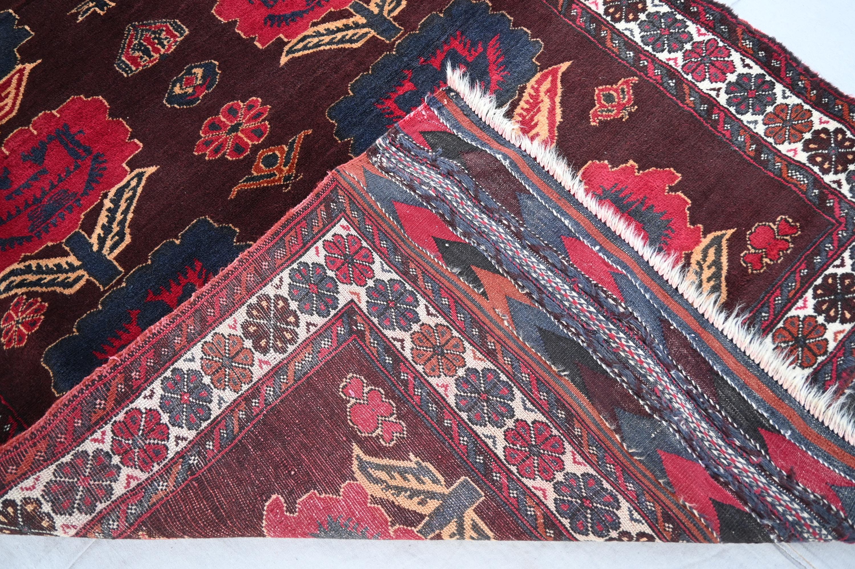 アフガニスタン フローラル Baluchi ラグ 4x6 トルクマン アンティーク