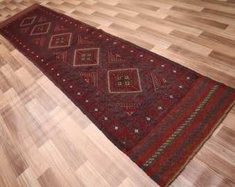 2x9ランナーヴィンテージラグ - アフガニスタンハンドメイドマシュワニ