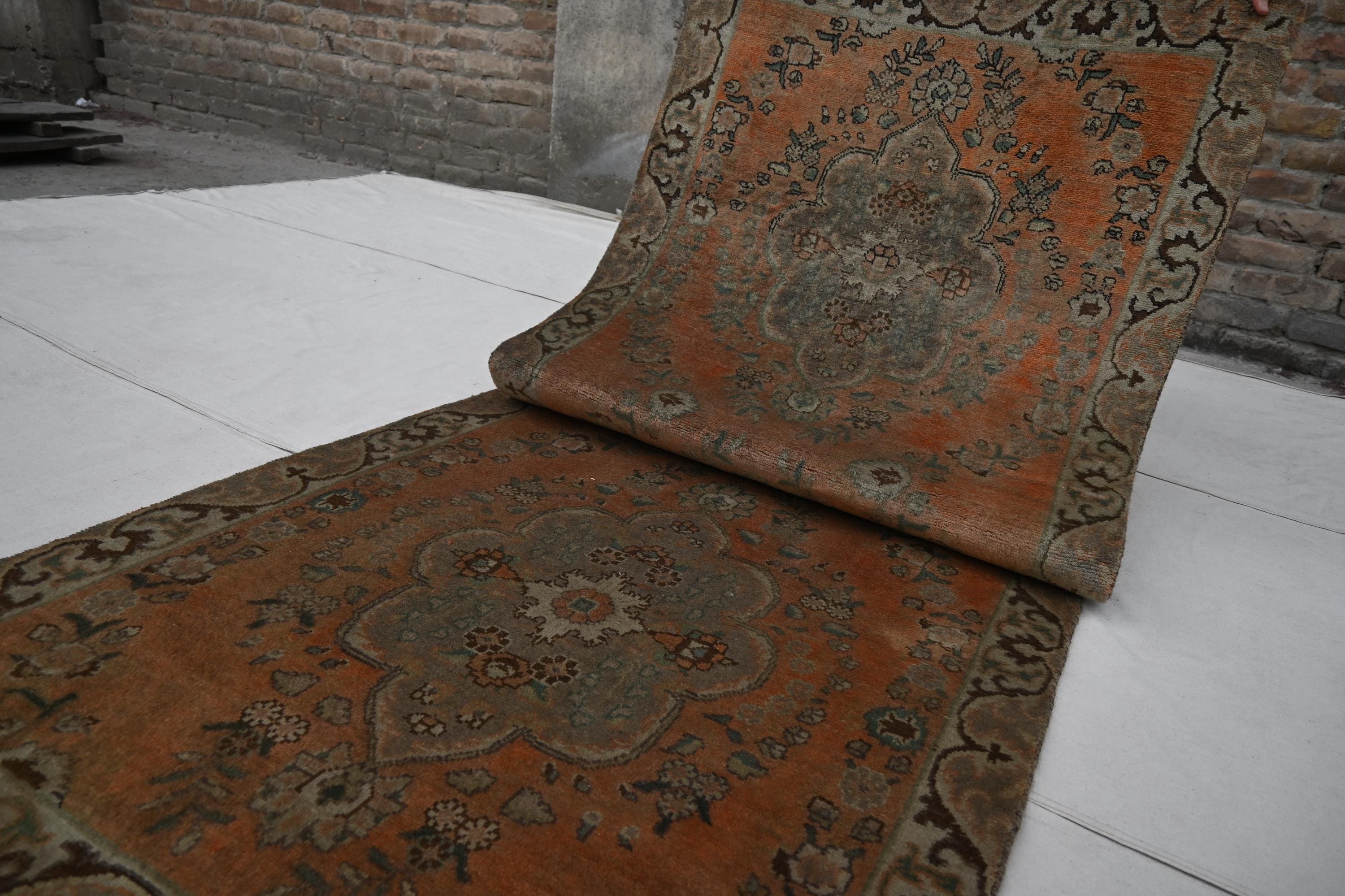 3x10 Terracotta Rug- Afghan 1920s Antique Rug Turkmen Caucasian