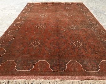 6x4 Tappeto antico degli anni '60 - Tappeto afghano in lana fatto a mano - 125 x 185 cm Tappeto Tekke Bukhara - Tappeto tribale turkmeno a pelo morbido - Tappeto orientale - Tappeto per camera da letto
