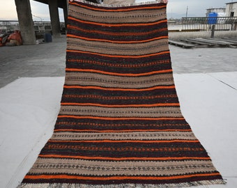 Alfombra Kilim de tejido plano antiguo afgano 3x6 Alfombra de diseño a rayas turcomano- Alfombra de lana hecha a mano- Alfombra de área trible -Alfombra de dormitorio- Alfombra de oficina- Alfombra de cocina