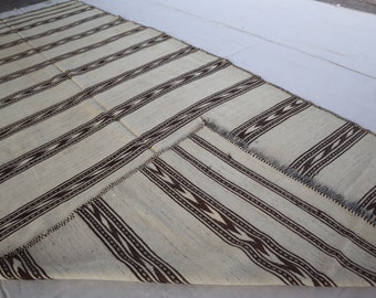 5x12 ft Striped Runner Kilim Rug- Vintage Flatweave Afghan Handmade Wool Rug- Wide hallway Runner rug- Oriental Rug- Turkmen Tribal Carpet