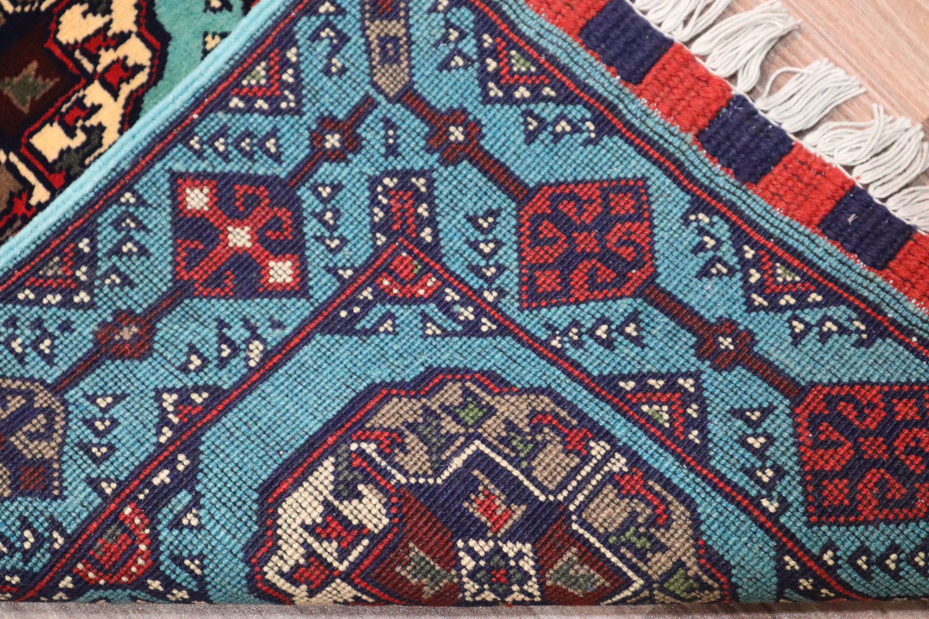 2x5 ターコイズランナーラグ 1'9x5'1 フィート アフガニスタン テッケ