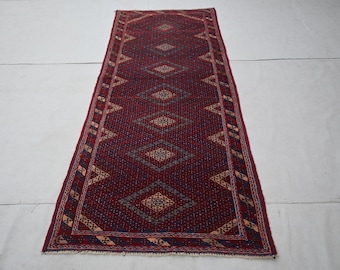 3x6 Runner Rug 80x190 cm Afghan Handmade Mashwani Berjesta Vintage Rug- Oriental Rug- Antique Turkmen Tribal Rug- Hallway Runner-Kitchen Rug