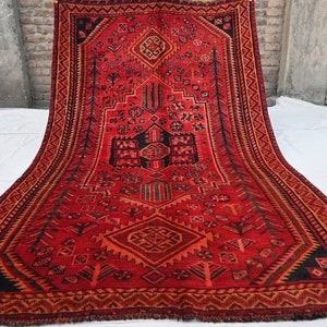 Afghan Vintage Rug 5x9 Hand Knotted Wool Rug- Caucasian design Antique Rug- One of a kind Rug- Kitchen Area Rug- Bedroom- Living Room Rug