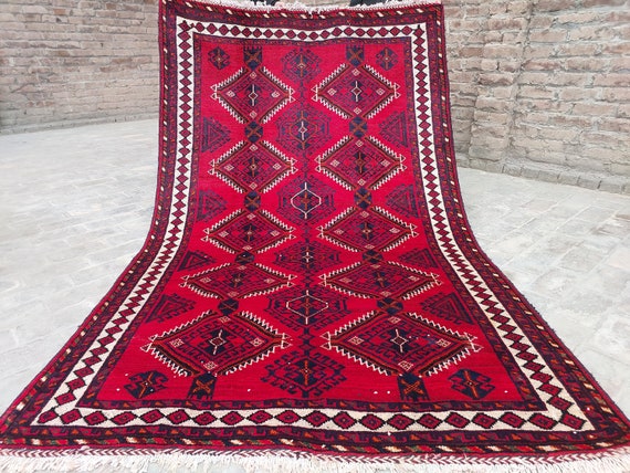 【vintage Rug】トルクメンラグ　トライバル　アフガン　幾何学模様　民族 トライバルラグ アフガニスタン トルクメン ヴィンテージ ラグ 【公式