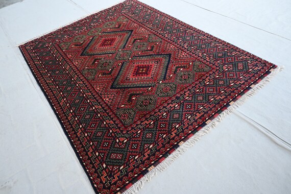 【vintage】バルーチラグ　アフガン　トライバル　ヴィンテージ　幾何学模様 vintage rug 】バルーチ族 ヴィンテージ アフガン 幾何学模様