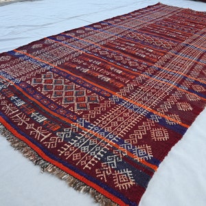 1940s Antique 4x10 Handmade Rug- Afghan Wide Runner Vintage Flatweave Kilim Rug- Laghari Kilim Rug- Turkmen Boho Rug Oriental Hallway Runner
