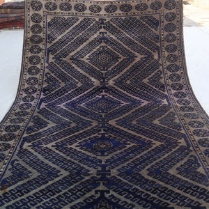 4x6 Afghan Rug - Handmade Wool Rug- Vintage Rug - Turkmen Tribal Baluchi Rug - Oriental Gray Blue Rug- Bedroom Rug - Office Rug- Kitchen Rug
