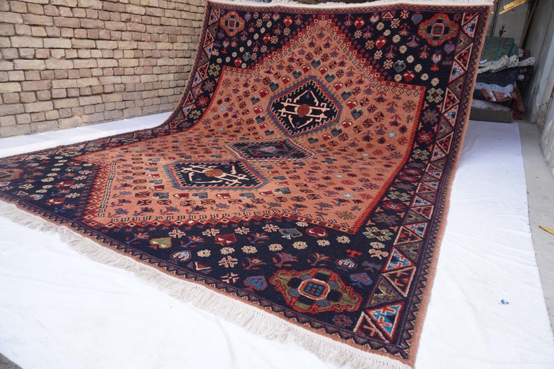 8x10 Turkish Medallion Heriz Rug- Large Terracotta rug- Turkmen Handmade Wool Rug- Afghan Caucasian Soft Pile rug- Bedroom Rug- Tribal Rug image 9