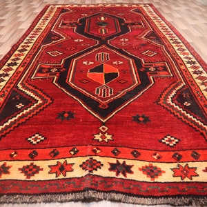 5x9 Afghan Rug- Vintage rug- Hand Knotted Wool Caucasian Rug- Geometric Rug- Turkmen Tribal Rug- Bedroom Rug- Living Room Rug- Oriental Rug